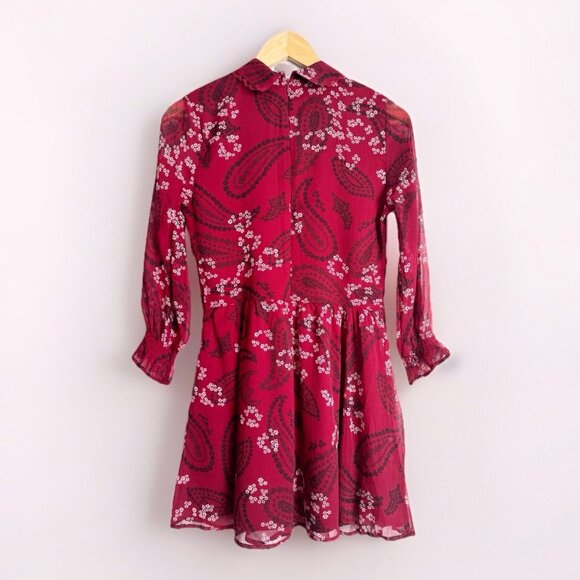 Abercrombie & Fitch Women Paisley Smocked Dress Size S Red Boho Chic Romantic - Picture 12 of 13
